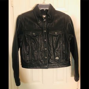 Genuine Harley Davidson Black Leather Jacket, Size Women’s Small
